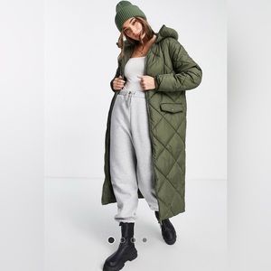 New Look quilted longline puffer coat